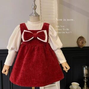 used less than 2times Poised And Pretty Velvet Overall Dress Set Valentine's set